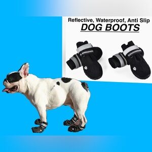 🐾 Basics Waterproof Anti-Slip Reflective Dog Boots Size 4 - 2.2” x 2.7” 🐾 NWT